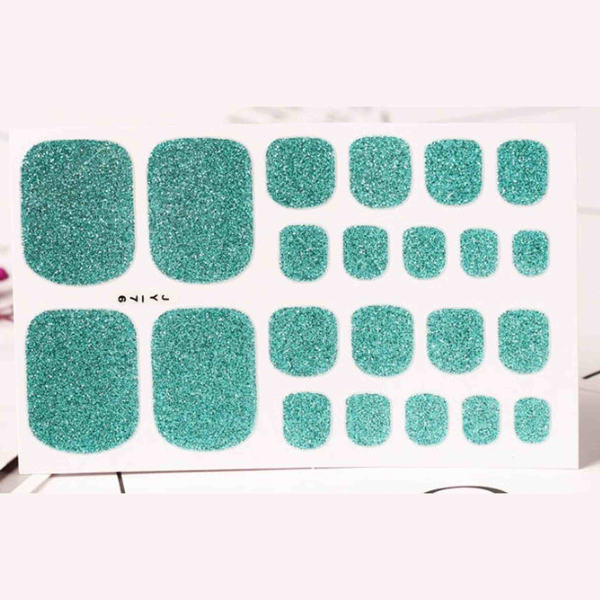 22 Nail Art Stickers Solid Color Green Onion Powder Foot Stickers