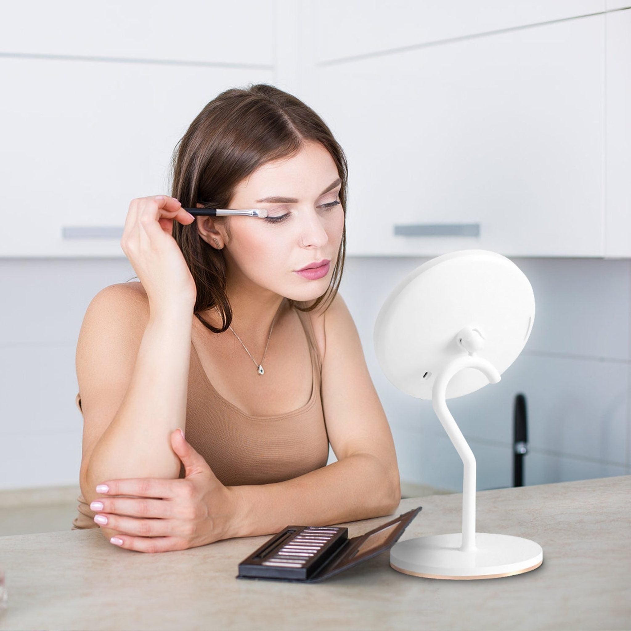 7.48" 5X Magnifying Lighted Makeup Mirror – Dimmable Vanity Mirror with Lights, 3 Light Color Modes, Portable Magnification Mirror for Travel & Bathroom Beauty