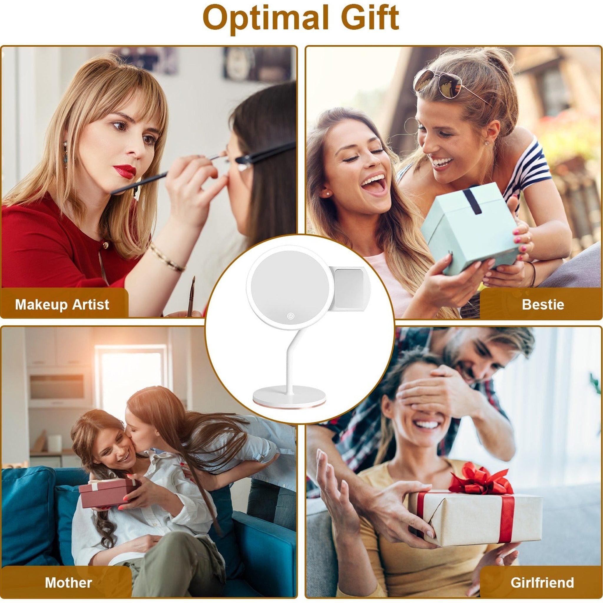 7.48" 5X Magnifying Lighted Makeup Mirror – Dimmable Vanity Mirror with Lights, 3 Light Color Modes, Portable Magnification Mirror for Travel & Bathroom Beauty