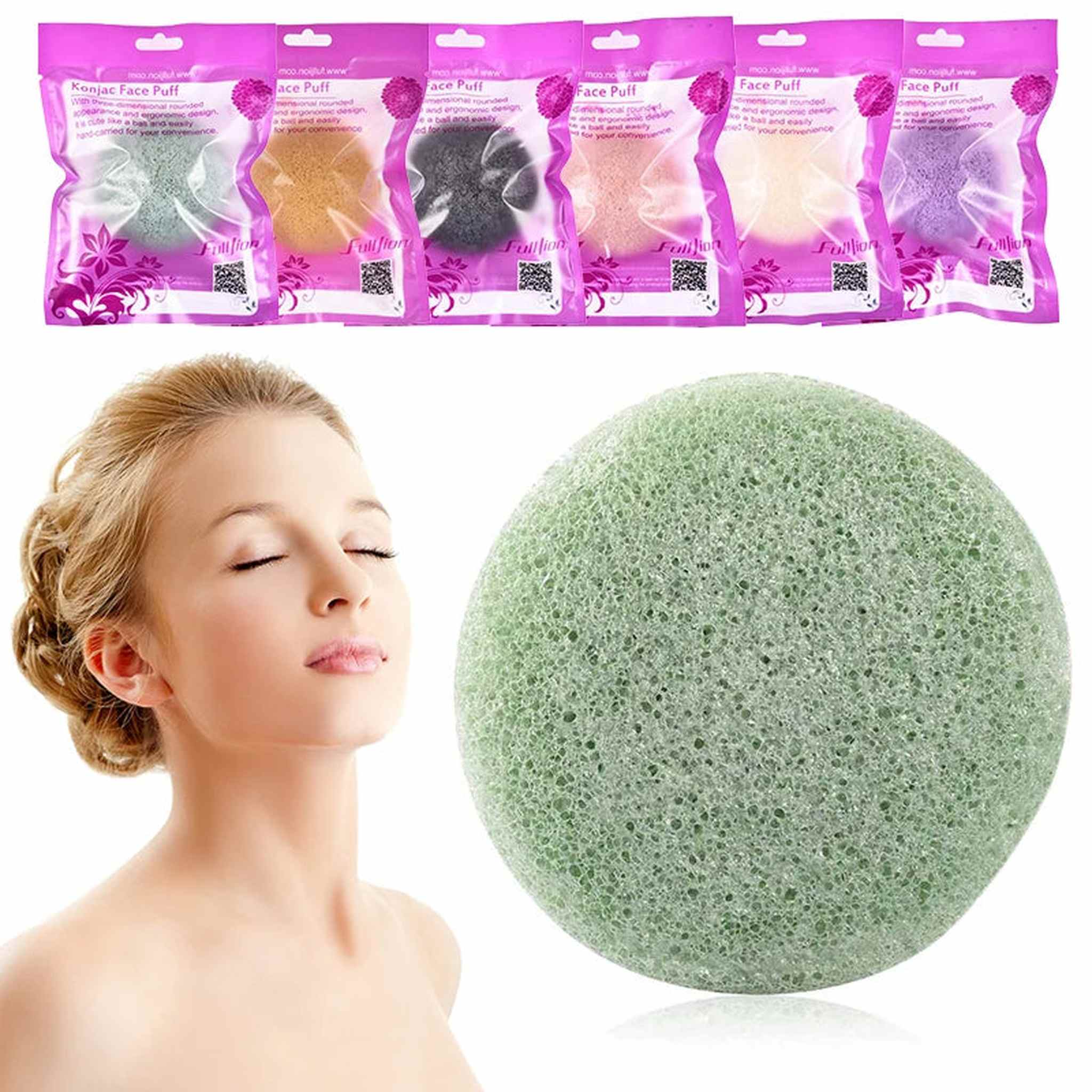 Konjac Face Sponge – Natural Konnyaku Facial Cleansing Exfoliator | Soft Round Face Wash Puff for Deep Pore Cleanse & Gentle Skin Care