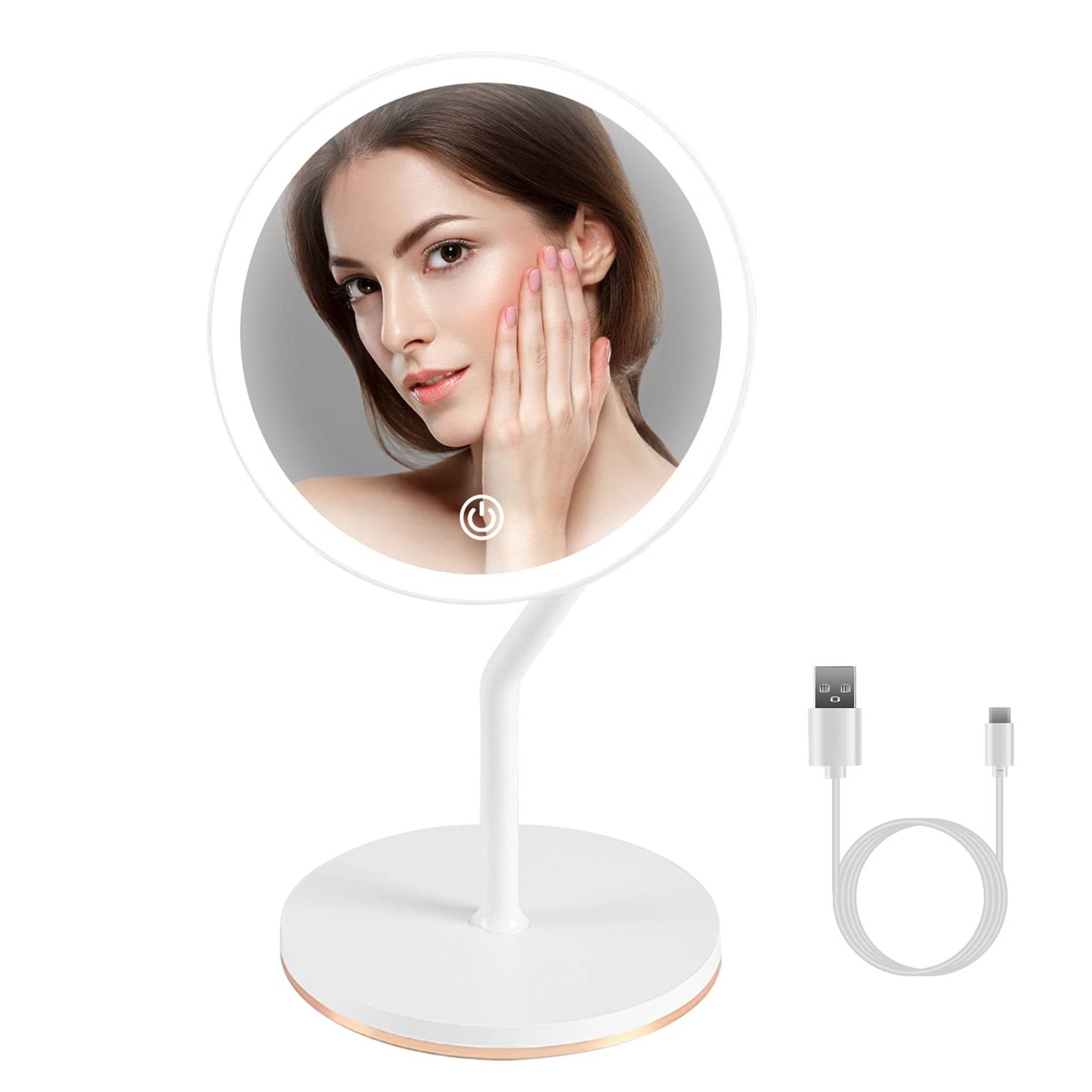 7.48" 5X Magnifying Lighted Makeup Mirror – Dimmable Vanity Mirror with Lights, 3 Light Color Modes, Portable Magnification Mirror for Travel & Bathroom Beauty