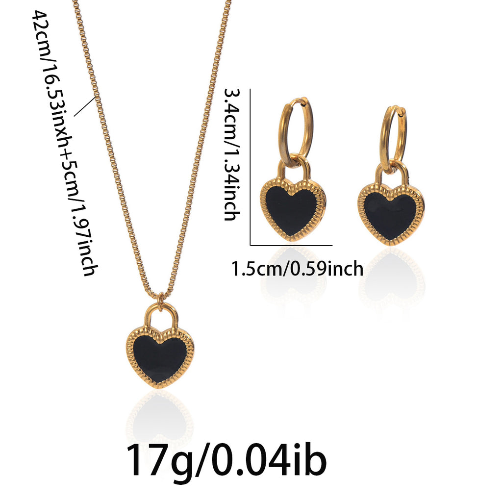 Luxalry 18K Gold Plated Stainless Steel Heart Mirror Jewelry Set Hypoallergenic Necklace and Earrings Gift For Her