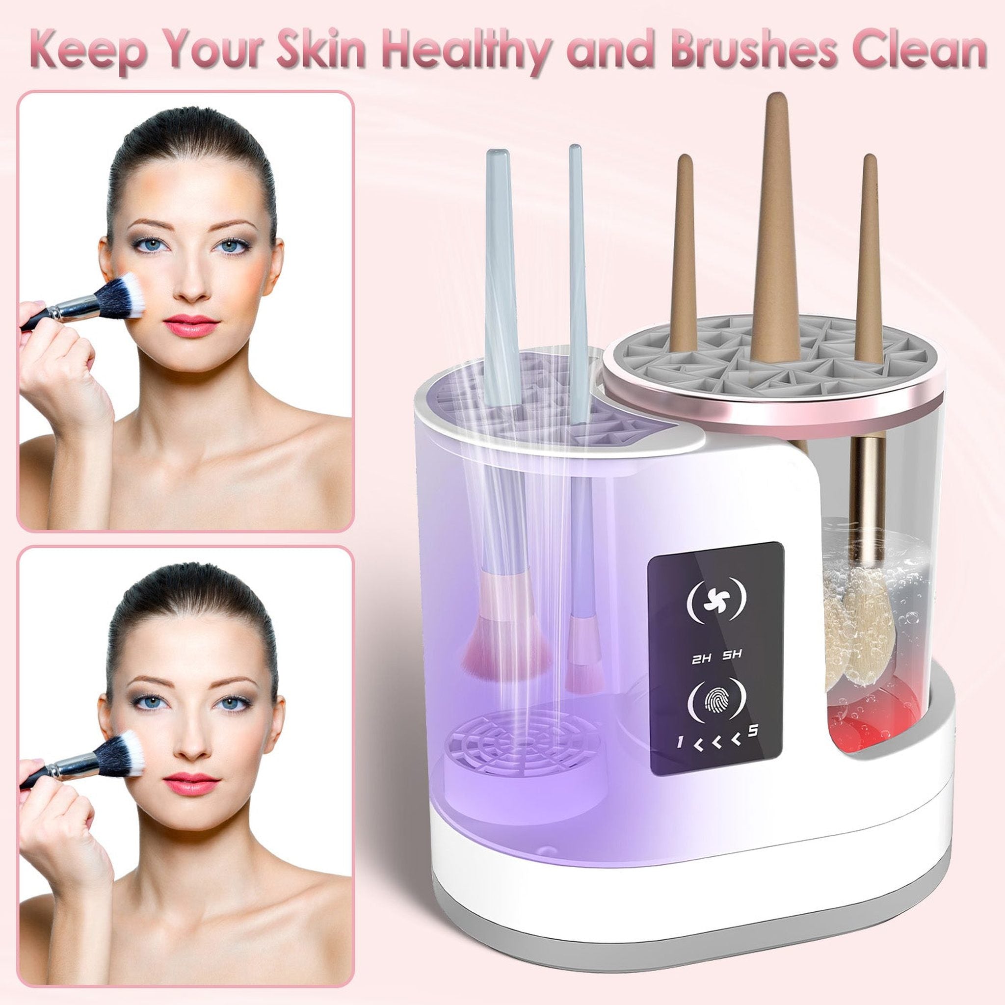 Electric Makeup Brush Cleaner & Dryer | 4-in-1 USB Powered with UV Disinfection