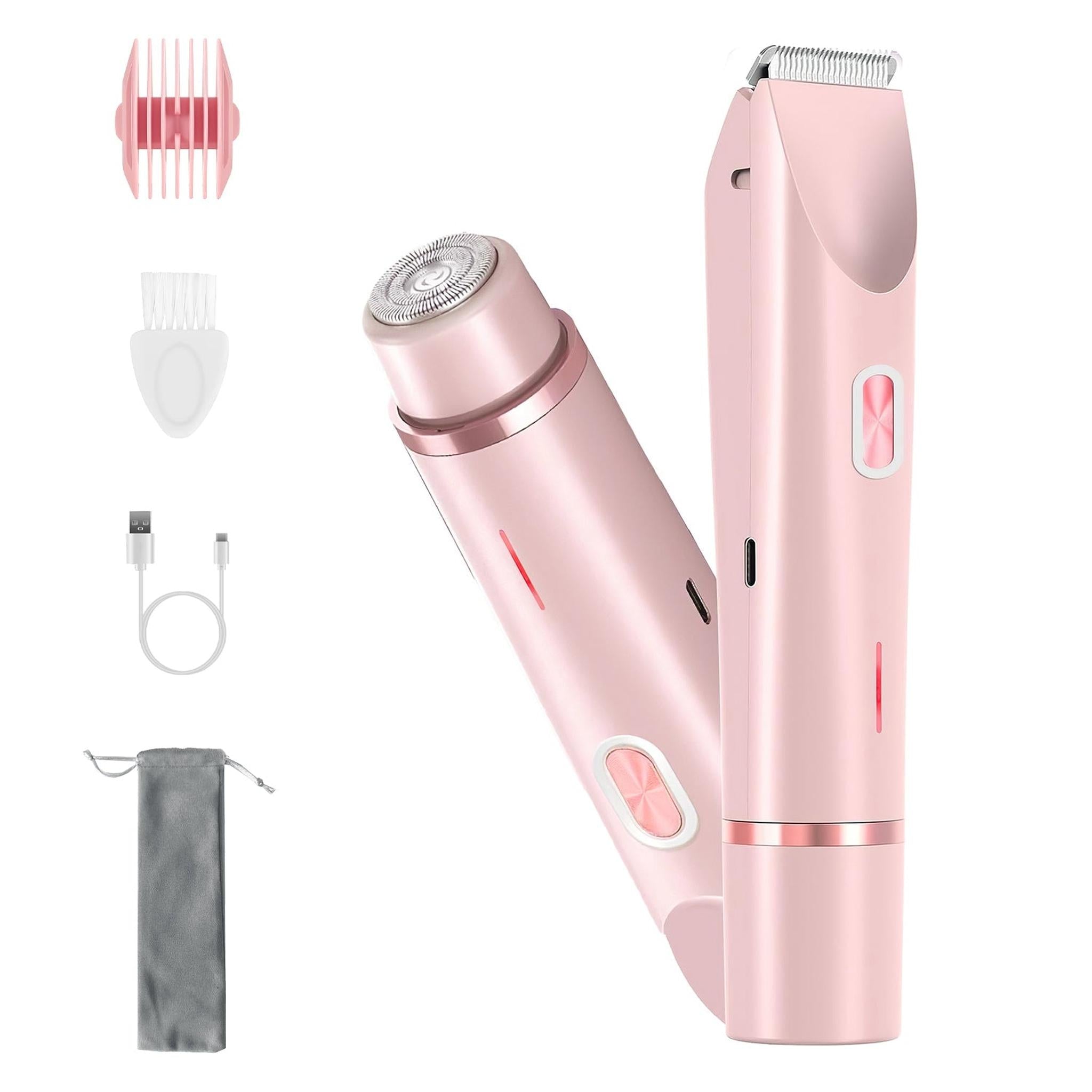 “2-in-1 Bikini Trimmer for Women – Dual-Head Cordless Body Shaver, IPX7 Waterproof Rechargeable Pubic Hair Razor, Wet & Dry Use for Bikini, Underarm, Legs & Body Grooming”ace