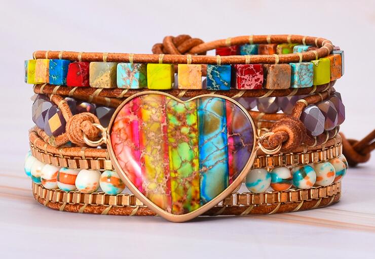 Natural Imperial Stone Hand-Woven Bracelet – Healing Energy Gemstone Jewelry