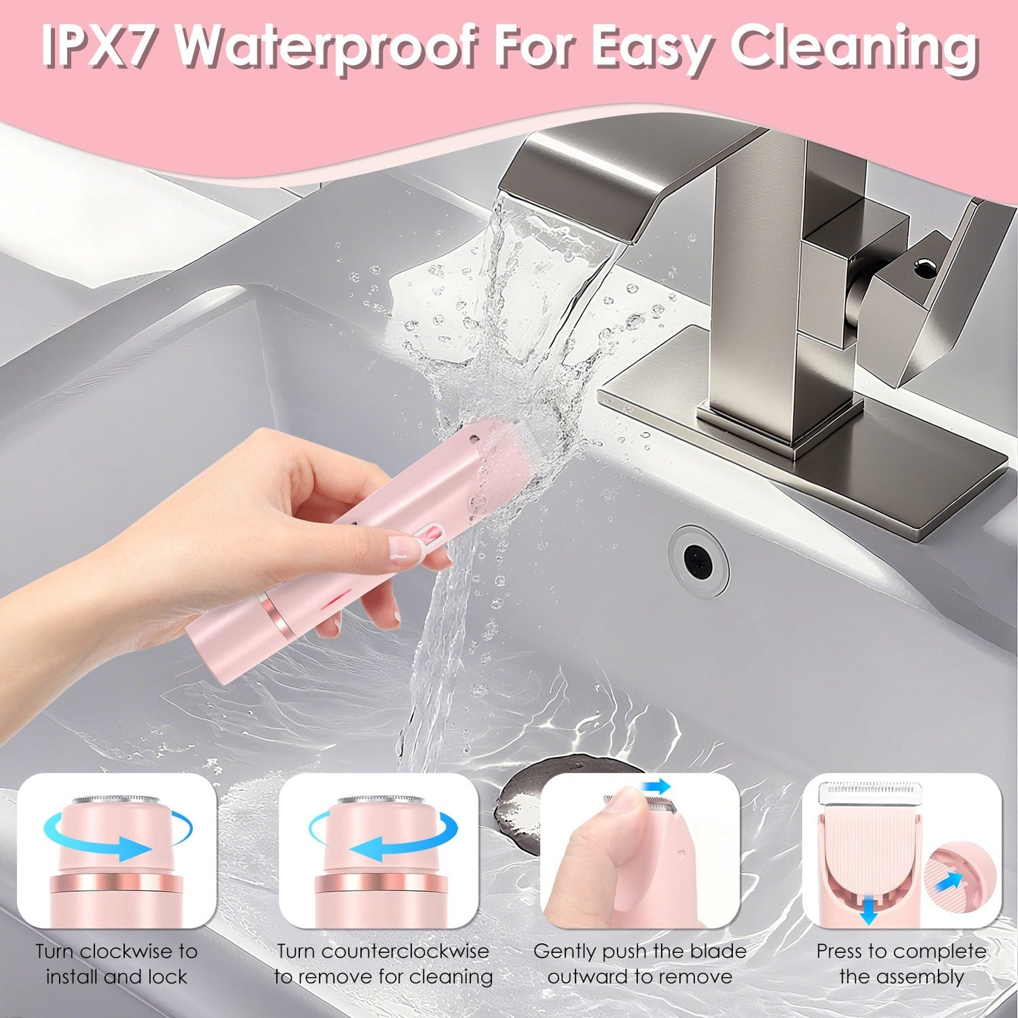 “2-in-1 Bikini Trimmer for Women – Dual-Head Cordless Body Shaver, IPX7 Waterproof Rechargeable Pubic Hair Razor, Wet & Dry Use for Bikini, Underarm, Legs & Body Grooming”ace