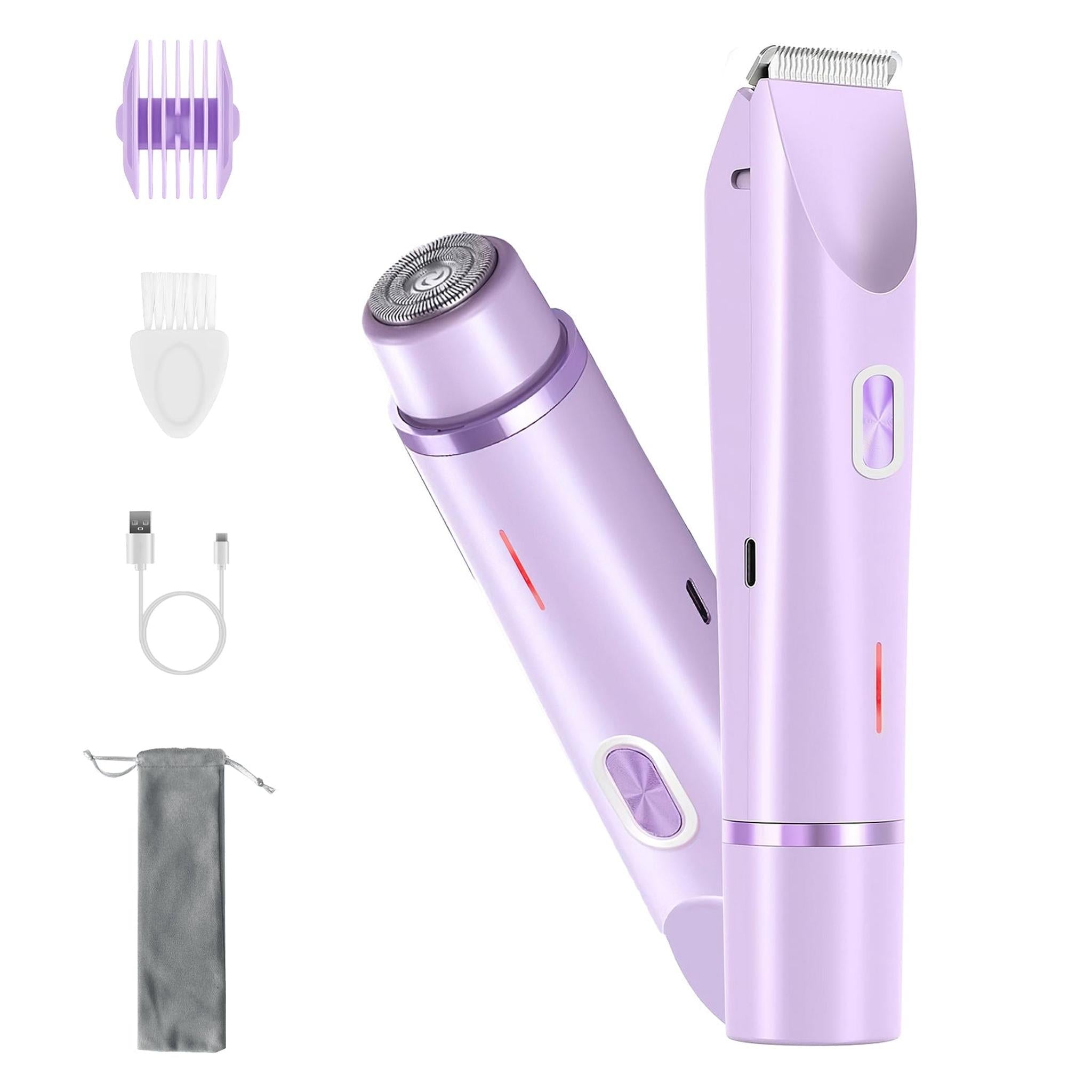 “2-in-1 Bikini Trimmer for Women – Dual-Head Cordless Body Shaver, IPX7 Waterproof Rechargeable Pubic Hair Razor, Wet & Dry Use for Bikini, Underarm, Legs & Body Grooming”ace