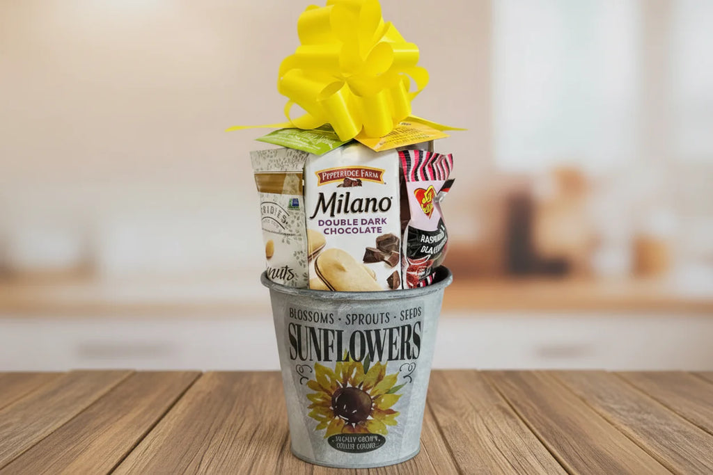Small Sunflower Gift Basket - Gourmet Snacks & Treats